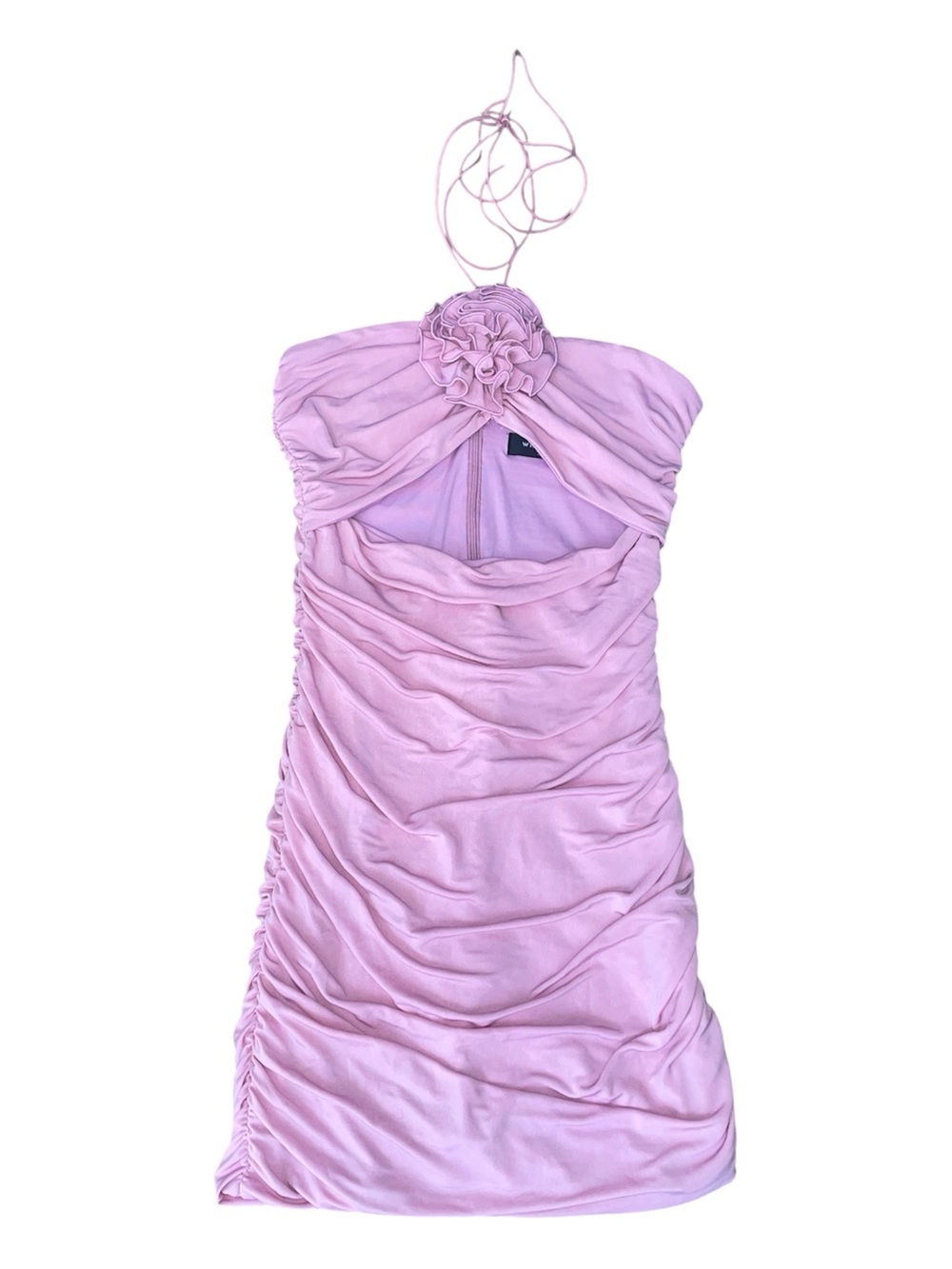 White fox pink rose mini dress